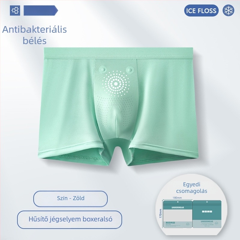 Férfi Ice Silk grafén antibakteriális boxer alsónadrág, középmagas derék, vékony fazon, nagy méret