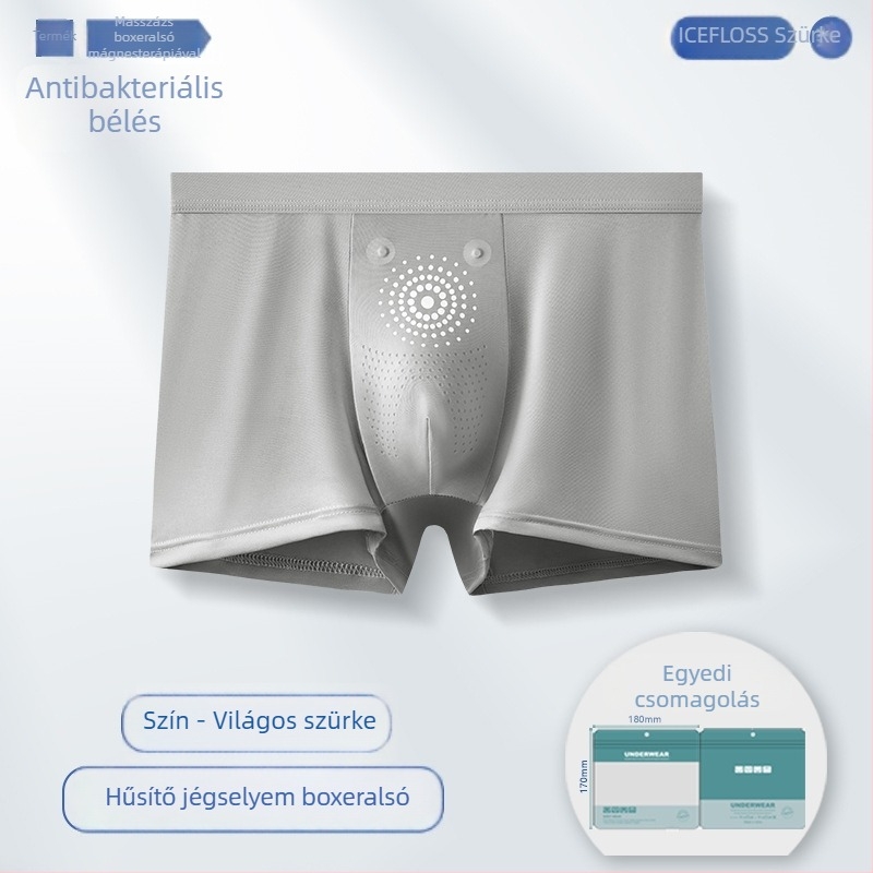 Férfi Ice Silk grafén antibakteriális boxer alsónadrág, középmagas derék, vékony fazon, nagy méret