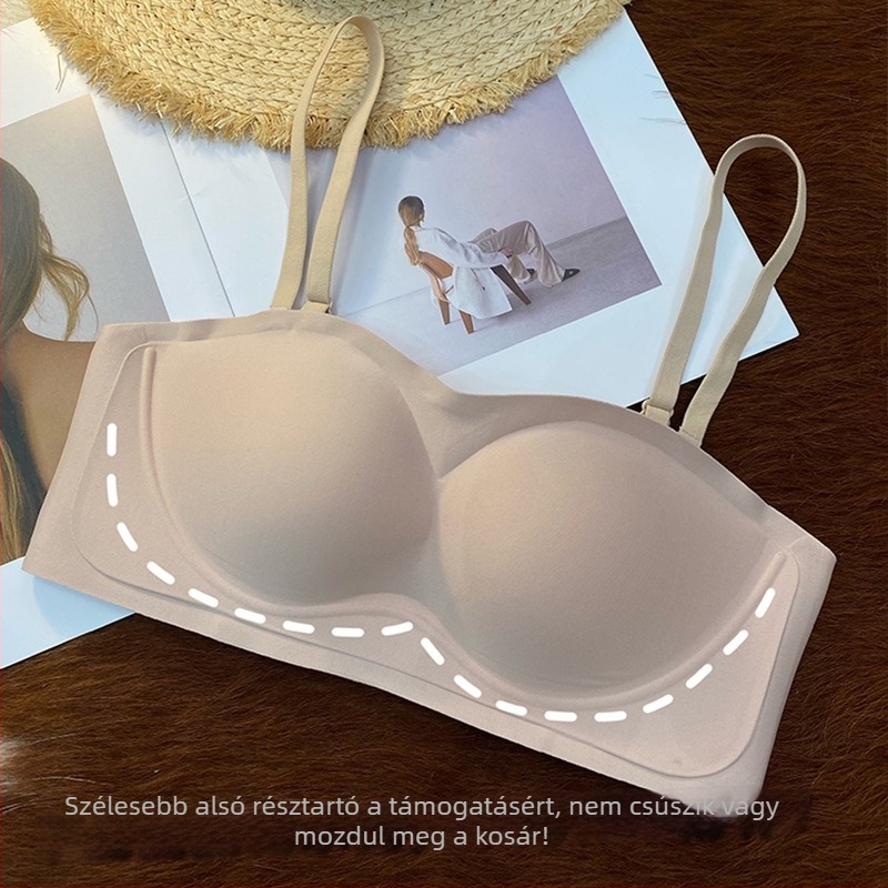 Pánt nélküli melltartó – félkosár, varrás nélküli, vékony formázott kosár, nylon anyag, hátsó négykampós zár