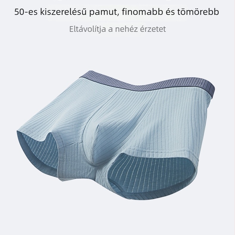 Férfi boxerek hosszú szálas pamutból 50s, rib kötés, lélegző és antibakteriális, egyszínű, középmagas derék, fő anyag 95–100% pamut, ágyék rész viscose 90–95%, márka KERYA