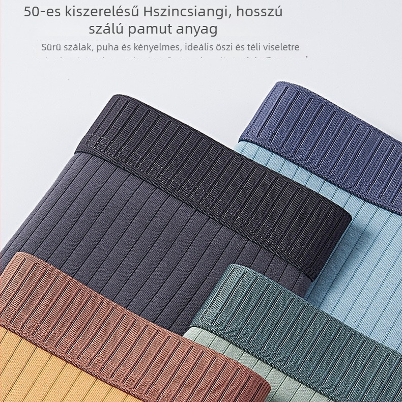 Férfi boxerek hosszú szálas pamutból 50s, rib kötés, lélegző és antibakteriális, egyszínű, középmagas derék, fő anyag 95–100% pamut, ágyék rész viscose 90–95%, márka KERYA