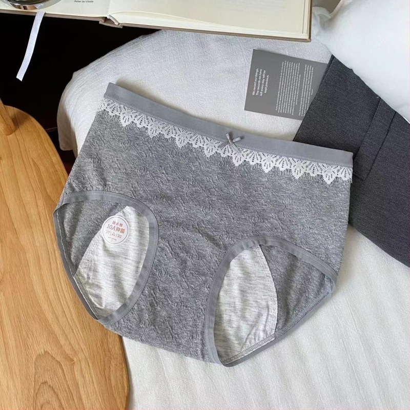 Pamut női fehérnemű a menstruációhoz, lélegző, antibakteriális funkcióval, jacquard szövésű, középmagas derekú, belső viszkóz bélés