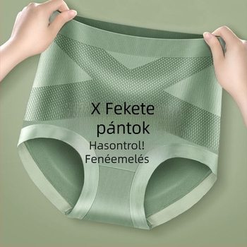 Női fekete középmagas derekú bandázs alakformáló alsónemű, pamutbetéttel, antibakteriális, hasformázó, fenékemelés, varrat nélküli, lélegző