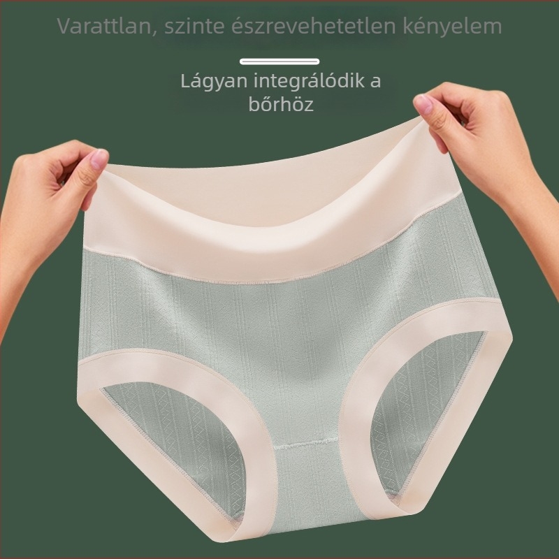 Pluszméretű női pamut alsónemű, magas derekú, varrat nélküli, belső Mulberry selyem bélés, lélegző, antibakteriális, hasformázó