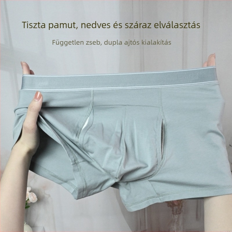 Pamut férfi boxer alsónemű középmagas derekú, antibakteriális, lélegző, külön rekesz