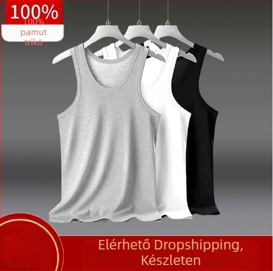 100% pamut férfi tank top – lélegző alapréteg, egyszínű, rugalmas, testhez álló fazon