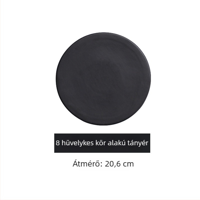 Lapos tál – porcelán, matt zománc, kerek forma, mikrohullámú sütőben is használható, modern minimalizmus