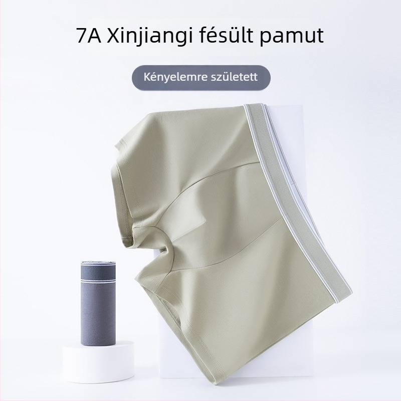Férfi pamut boxer alsó, középmagas derekú, 40-count pamut, egyszerű szövés, lélegző és kényelmes