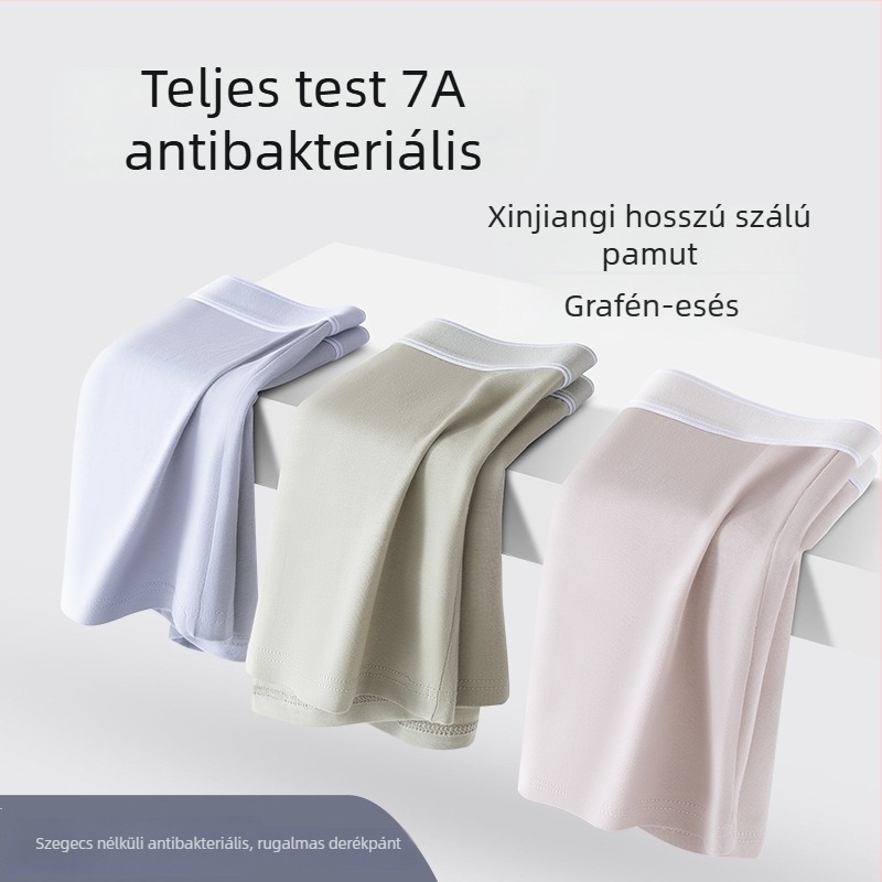 Férfi pamut boxer alsó, középmagas derekú, 40-count pamut, egyszerű szövés, lélegző és kényelmes