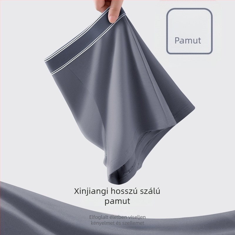 Férfi pamut boxer alsó, középmagas derekú, 40-count pamut, egyszerű szövés, lélegző és kényelmes