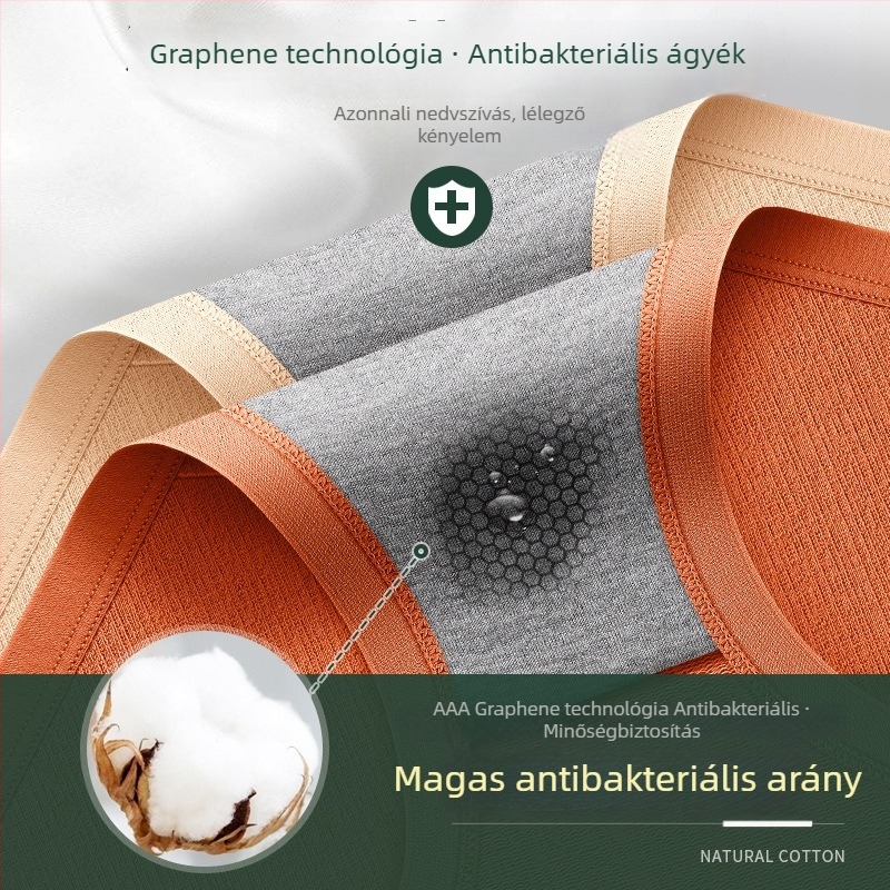 Női meleg pamut alsónemű fleece-béléssel, magas derék, antibakteriális, plusz méret, grafén téli viselet