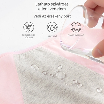 Lányoknak készült pamut menstruációs alsónemű középmagas derekú, szivárgás elleni védelem