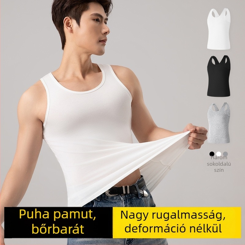 Férfi pamut ujjatlan felső nyárra, légáteresztő, sportos megjelenés, karcsú szabás, plusz méret, alsóruha