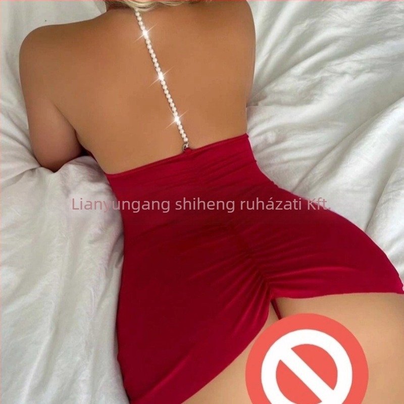 Sekszi éjszakai ruha csipkés átlátszó dizájnnal, poliészter ultra vékony anyag 61–80 g/m², 95–100% poliészter, tavasz 2025