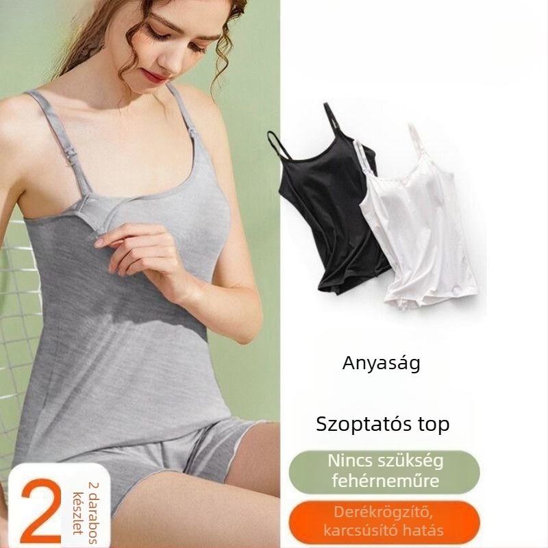 Szoptatós topp modál, anyaság és szoptatás, nyári könnyű dizájn, vállpántos, 3/4-es ujjú