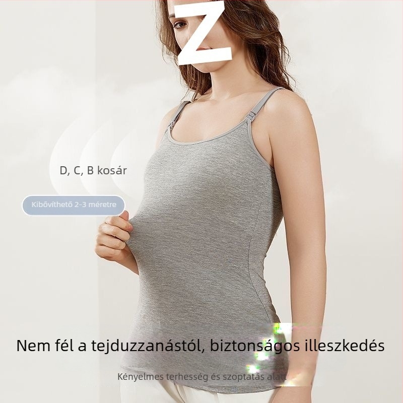 Szoptatós topp modál, anyaság és szoptatás, nyári könnyű dizájn, vállpántos, 3/4-es ujjú