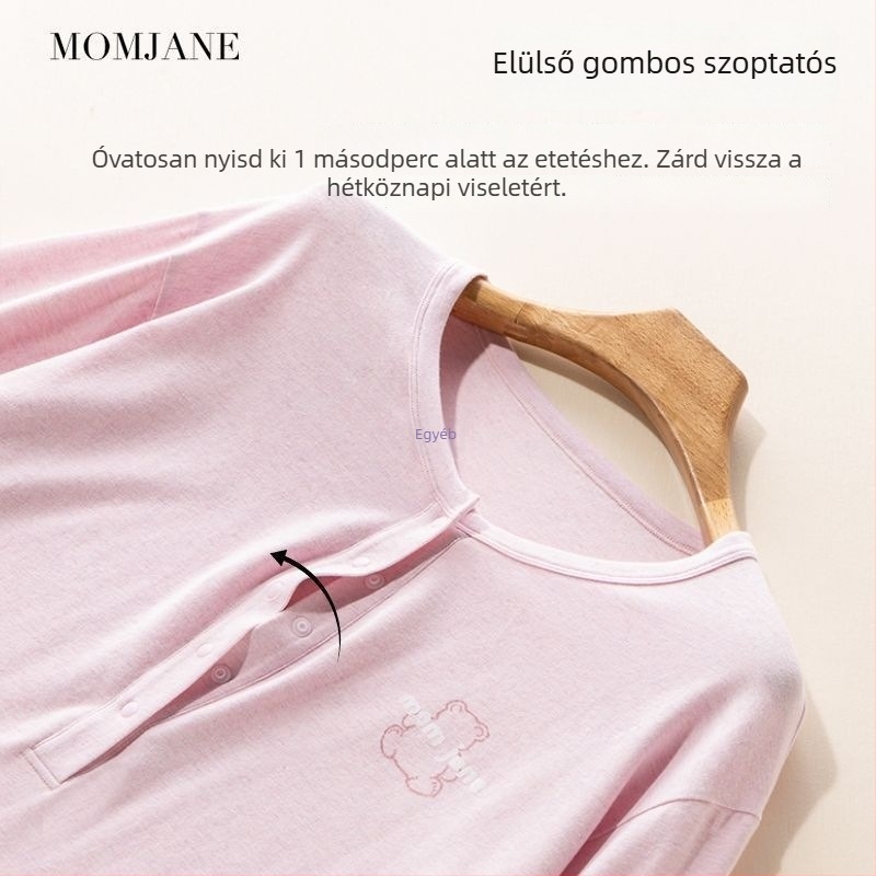 Anyatejes-pizsama szett tavasz-őszre, hosszú ujjú, polo gallér, irodalmi retro stílus