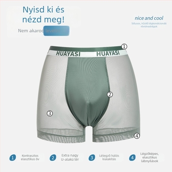 Férfi boxer nadrág ice silk anyagból, légáteresztő, antibakteriális, gyorsan száradó, 100% pamut belsővel