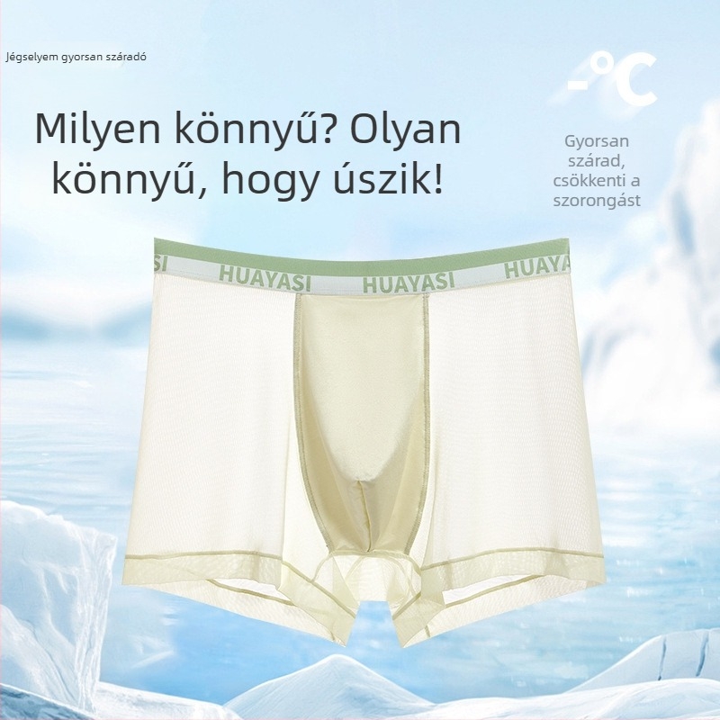 Férfi boxer nadrág ice silk anyagból, légáteresztő, antibakteriális, gyorsan száradó, 100% pamut belsővel