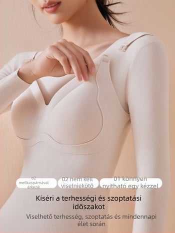 Anyatejes szoptatós felső – nyitott szoptatási nyílással, őszi–téli vastag meleg anyagból, karcsúsított fazon, 3/4-es ujjak, környak, poliészter