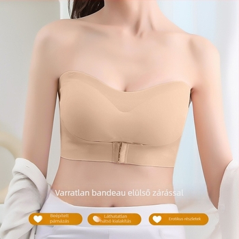 Női vállpánt nélküli melltartó, push-up hatású, testformázó kialakítás, vezeték nélküli, levehető vállpántokkal, 3/4 kosár