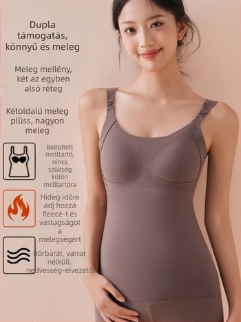 Mama-mell szoptató felső téli időszakra, szülés utáni, melltartó nélküli, karcsú fazon, kerek nyakú, középméret