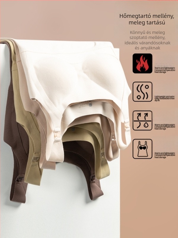 Mama-mell szoptató felső téli időszakra, szülés utáni, melltartó nélküli, karcsú fazon, kerek nyakú, középméret