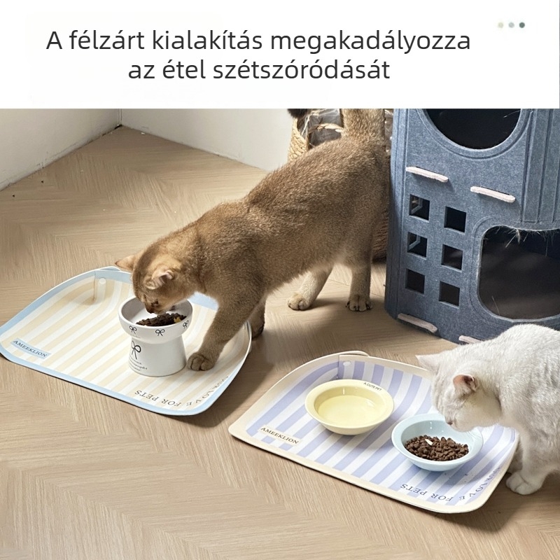 Háziállatok étkezési alátétje, vízálló és olajálló, bőrrel bevont félig zárt peremmel, vastag, csúszásmentes