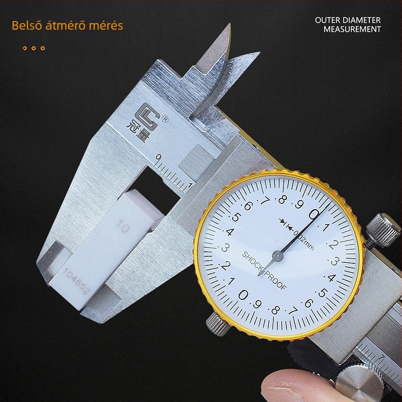 Diales tolókaliper vernierrel, négyfunkciós mechanikus mérőeszköz ipari mérésekhez