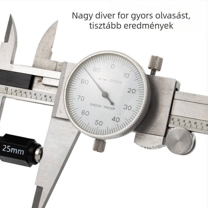 Javier Magas Pontosságú Rozsdamentes Acél Vernier Dial Tolómérő 0.001 in Felbontás