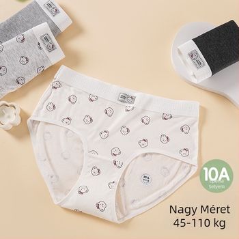 Modal-pamut, plusz méretű lányoknak szóló bugyi, belső réteg Mulberry selyemmel, medve mintával
