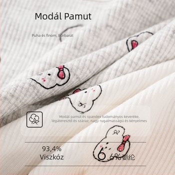 Modal-pamut, plusz méretű lányoknak szóló bugyi, belső réteg Mulberry selyemmel, medve mintával