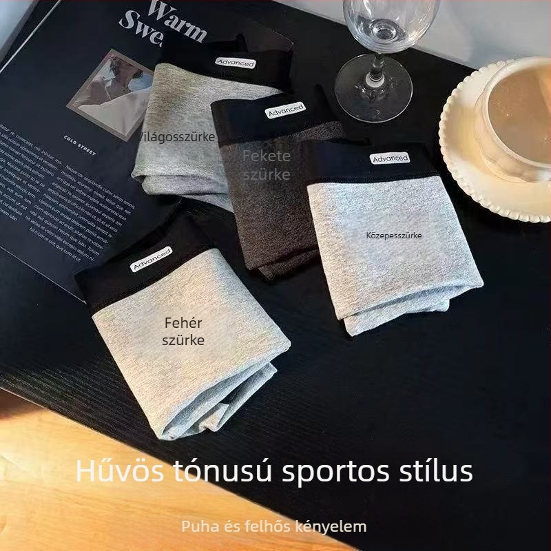Szürke női boxeralsó pamutszerű érzetű, légáteresztő, antibakteriális, nagy méret, középmagas derék, nyomásmentes sportalsónemű