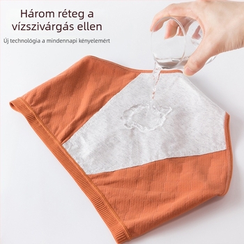 Női pamut menstruációs alsó, magas derekú, szivárgás elleni védelemmel, fő anyag 95% pamut, ágyék rész 100% pamut, egyszínű