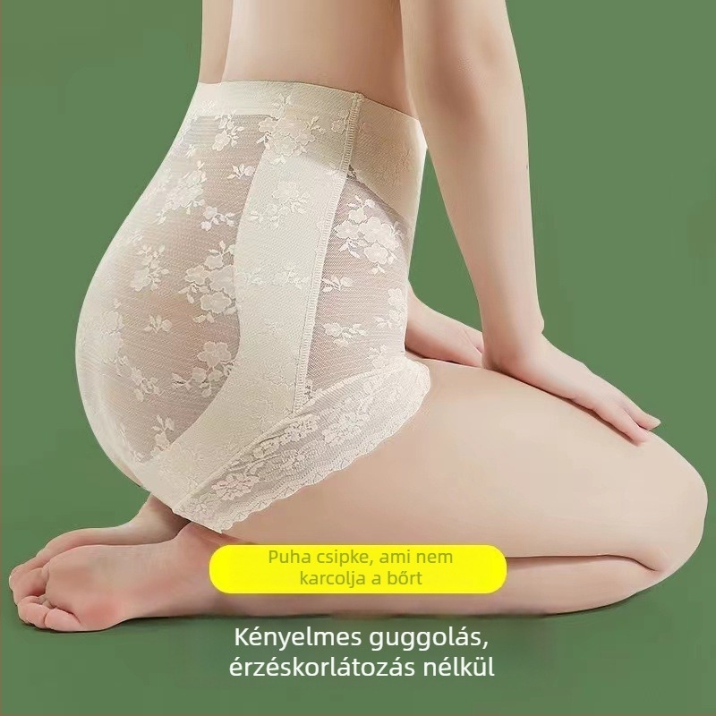 Magas derekú csipkés alakformáló alsónemű, csípőemelés, légáteresztő, antibakteriális, Mulberry selyem bélés