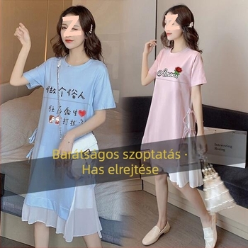 Nyári szoptatós ruha 3/4 ujjúval, polo gallérral, PVC anyag, művészi vintage stílus kínai ihletéssel