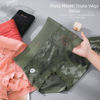 Plusz méretű női csipkés magas derékú bugyi a has formázásához, virágos mintával, pamut alátét