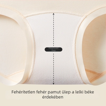 Női pamut alsó középtalppal, antibakteriális biomimetikus dizájn, anti dörzsölés a csípőn, hosszabb széles gusset, 100% pamut bélés