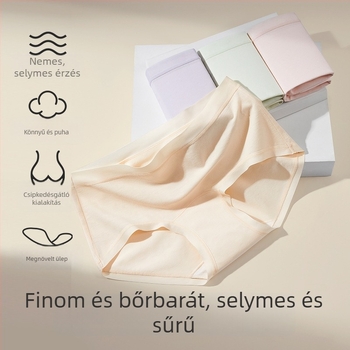 Női pamut alsó középtalppal, antibakteriális biomimetikus dizájn, anti dörzsölés a csípőn, hosszabb széles gusset, 100% pamut bélés