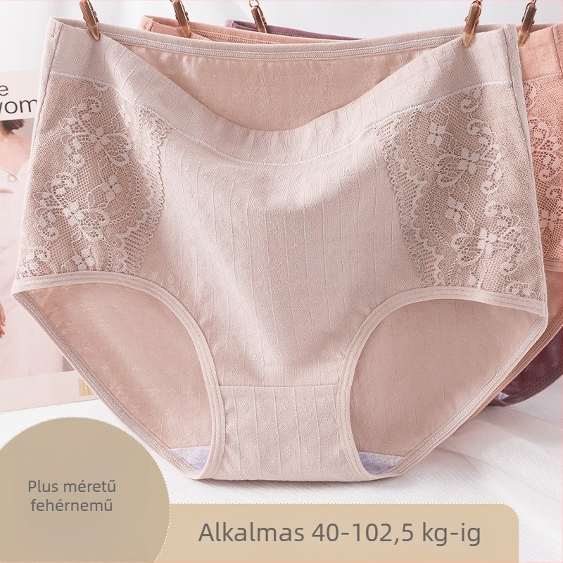Női pamut alsónemű magas derékkal, jacquard szövés, légáteresztő, fő anyag 95–100% pamut, ágyék rész 100% pamut