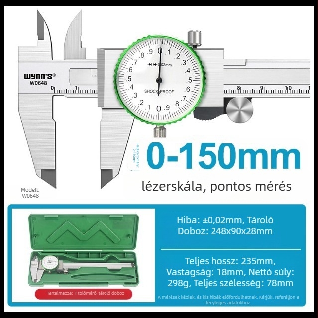 Power Lion Dial Vernier kaliper belső átmérő és mélység mérésére, Jade karkötőhöz, modell W0648