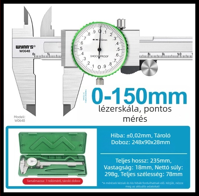 Power Lion Dial Vernier kaliper belső átmérő és mélység mérésére, Jade karkötőhöz, modell W0648