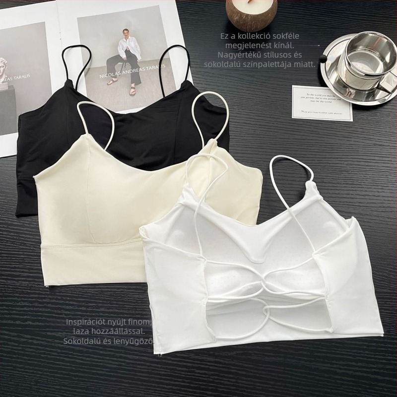 Ice Silk csőtop, varrás nélküli, keresztezett hátsó rész, 3/4 kosár, nylon anyag