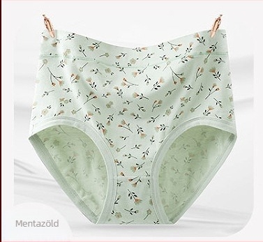 Női pamut alsónemű, légáteresztő, magas derekú, virágmintás, 95–100% pamut