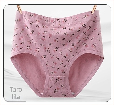 Női pamut alsónemű, légáteresztő, magas derekú, virágmintás, 95–100% pamut