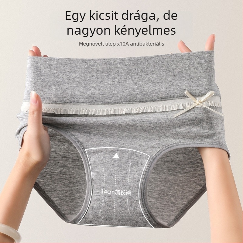 Női pamut alsónemű, magas derekú, plusz méret, antibakteriális, bővített ágyékkal, kényelmes és puha