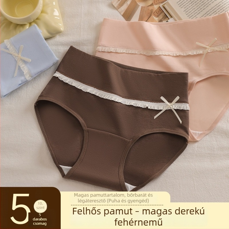 Női pamut alsónemű, magas derekú, plusz méret, antibakteriális, bővített ágyékkal, kényelmes és puha