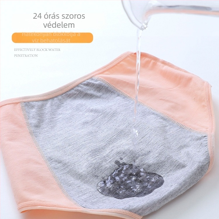 Női pamut menstruációs alsó, lélegző középmagas derekú, szivárgás elleni védelem, belső bélés 82% viszkóz, 95% pamut
