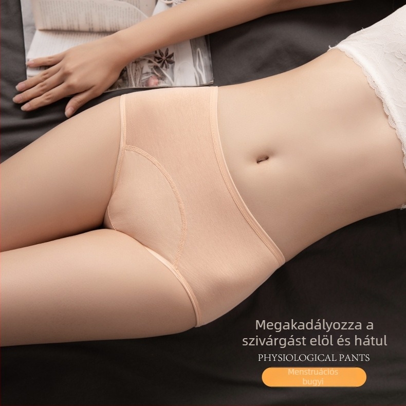 Női pamut menstruációs alsó, lélegző középmagas derekú, szivárgás elleni védelem, belső bélés 82% viszkóz, 95% pamut