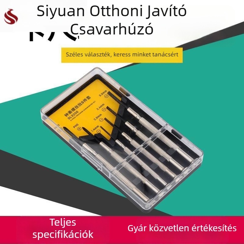 Ou qi mérőkalibráló javító csavarhúzó, vernier tolókaliperrel és órával
